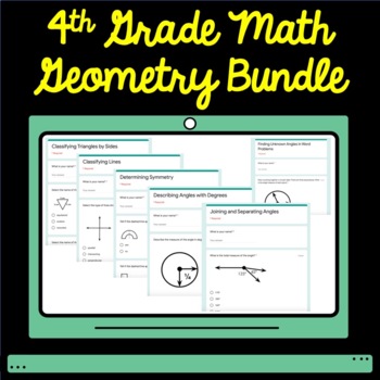 Preview of 4th Grade Math Geometry Google Form Assessment Bundle