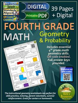 Preview of 4th Grade Math Geometry and Probability - Print and Digital Versions