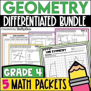 Preview of 4th Grade Math Geometry Worksheets Bundle