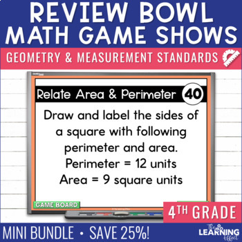 Preview of 4th Grade Math Geometry and Measurement Game Shows | Test Prep Review Activities