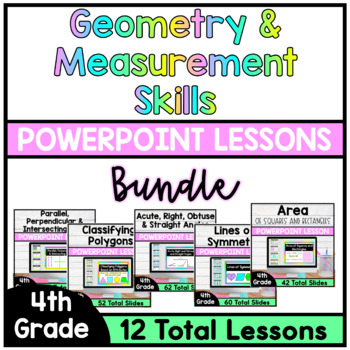 Preview of 4th Grade Math - Geometry and Measurement PowerPoint Lessons - Bundle