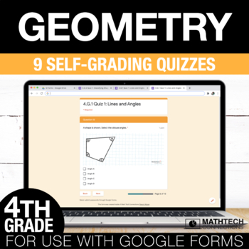 Preview of Geometry Google Form Math Assessments - 4th Grade Math Test Prep Quizzes