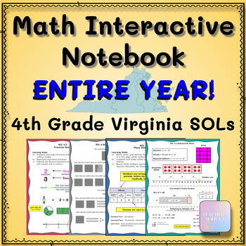 Preview of 4th Grade Math Virginia SOLs Interactive Notebook and Practice Pages