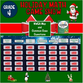 Preview of 4th Grade Math Holiday Game Show for NWEA MAP and Common Core