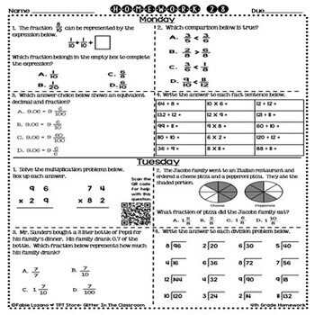 4th grade homework math