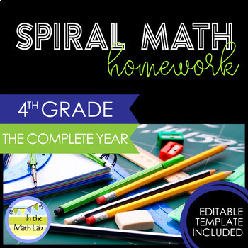 Preview of 4th Grade Math Homework COMPLETE YEAR BUNDLE Math Spiral Review