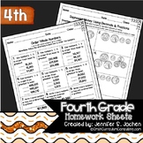 4th Grade Math Homework Sheets for Full Year and EDITABLE 