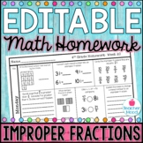 4th Grade Math Homework Week 20 | Improper Fractions and M
