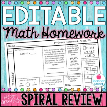 Preview of 4th Grade Math Homework Week 33 | Spiral Review | Test Prep