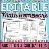 4th Grade Math Homework Week 4 | Addition and Subtraction