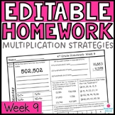 4th Grade Math Homework Week 9 | Box Method Area Model Multiplication Worksheets
