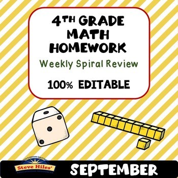 Preview of Math Homework Weekly Spiral Review