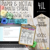 4th Grade Math Spiral Review Printable and Digital FREEBIE