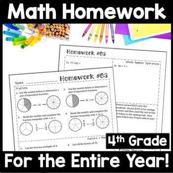 Preview of 4th Grade Math Homework, Spiral Review Worksheets, Word Problem Intervention