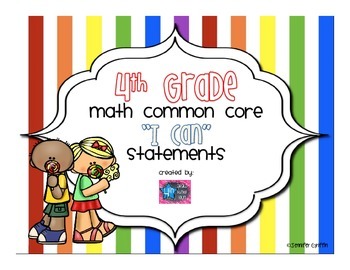 Preview of 4th Grade Math I Can Common Core Standards