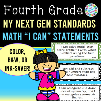 Preview of 4th Grade Math I Can Statements - NY Next Generation Learning Standards