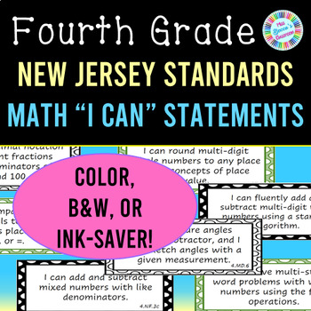 Preview of 4th Grade Math I Can Statements | New Jersey Student Learning Standards