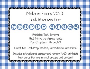 Preview of 4th Grade Math In Focus 2020 ALL Chapter Test Reviews (Print)