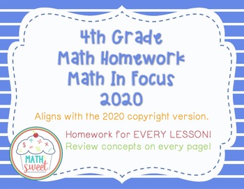 Preview of 4th Grade Math In Focus 2020 Homework Bundle!