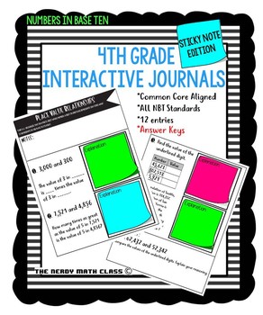 Preview of 4th Grade Math Interactive Notebook with Sticky Notes NBT
