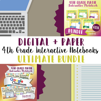 Preview of 4th Grade Math Interactive Notebook ⭐ Digital and Paper ⭐ Google and PDF Formats