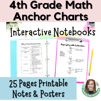 Preview of 4th Grade Math Anchor Charts Interactive Notebooks and Posters Printable Bundle