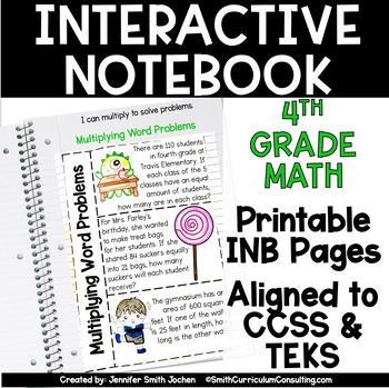 Preview of 4th Grade Math Interactive Notebook for Entire Year Bundle - TEKS CCSS