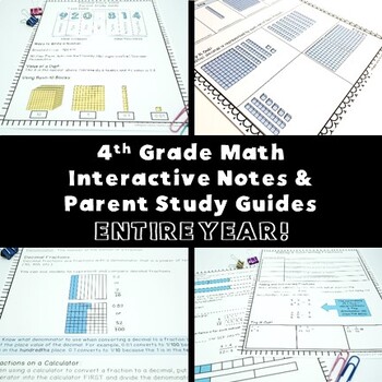 Preview of 4th Grade Math Interactive Notes & Parent Study Guides {Digital & PDF}