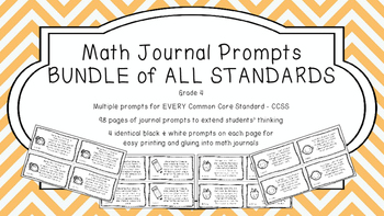 Preview of 4th Grade Math JOURNAL TASK CARDS Common Core B&W BUNDLE CCSS Gr 4 Writing CC