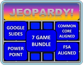 Preview of 4th Grade Math Jeopardy 7 Game Bundle - GOOGLE SLIDES AND POWERPOINT