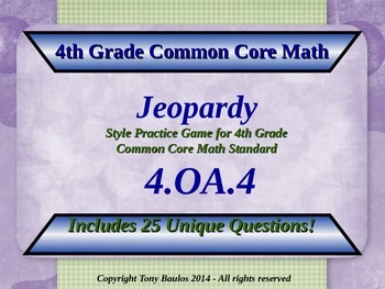 Preview of 4th Grade Math Jeopardy - Factor Pairs & Prime/Composite 4.OA.4 w/ Google Slides