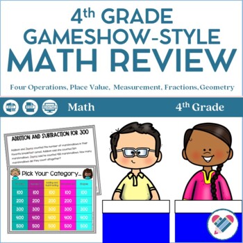 Preview of 4th Grade Math Jeopardy-Style Review Game PRINT AND DIGITAL