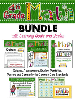Preview of 4th Grade Math Leveled Assessment BUNDLE for Differentiation Marzano Scale