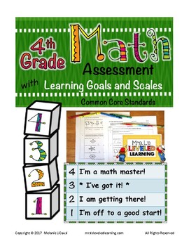 Preview of 4th Grade Math Leveled Assessment for Differentiation Marzano Proficiency Scale