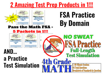 Preview of 4th Grade Math MEGA-BUNDLE!...280 Practice Qsts by Domain+FSA Test Simulation!!!