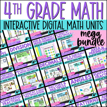 Preview of 4th Grade Math Google Slides All Year Long Lessons, Practice Activities, Reviews