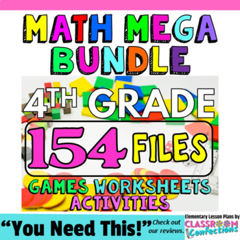 Preview of 4th Grade Math BUNDLE: Year Long Math Activities : Centers Games Worksheets