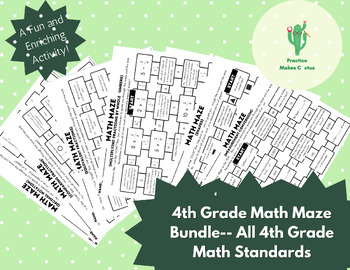 Preview of 4th Grade Math Maze Mega Bundle