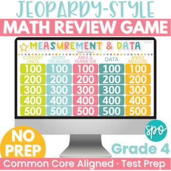 Preview of 4th Grade Math Measurement & Data Jeopardy-Style Review Game- Math Test Prep