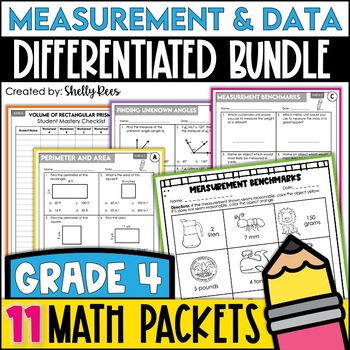 Preview of 4th Grade Math Measurement Conversions and Data Worksheets Bundle