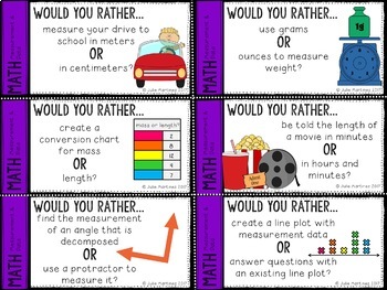 4th Grade Measurement and Data Would You Rather Math Questions | TpT