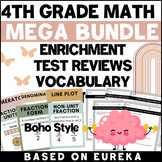 4th Grade Math Mega Bundle -Enrichment, Boho Vocab Posters