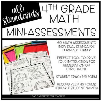 Preview of 4th Grade Math Mini-Assessments (All Standards) | Distance Learning