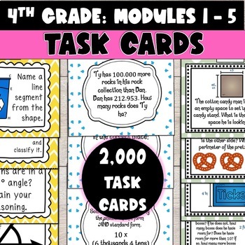 Preview of 4th Grade: Math Modules 1 - 5 Task Card Bundle