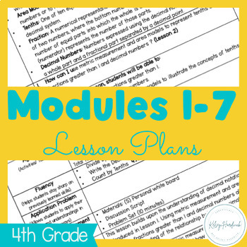 Preview of 4th Grade Math Modules 1-7 Lesson Plan {Growing} Bundle