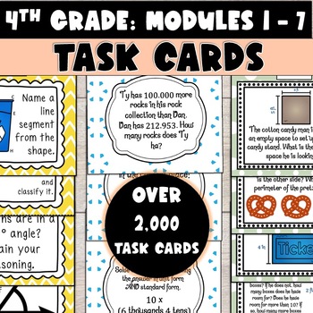 Preview of 4th Grade: Math Modules 1 - 7 Task Card Bundle