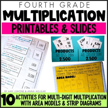 Preview of 4th Grade Math Activities Multi Digit Multiplication, Area Models, Word Problems