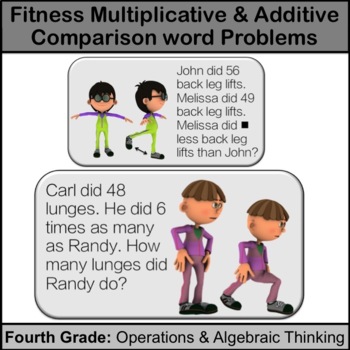 Preview of 4th Grade Math: Multiplicative and Additive Comparison Word Problem (Fitness)