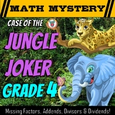 4th Grade Math Mystery Game -  Missing Addends, Factors, D