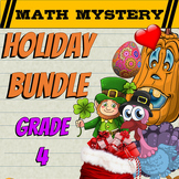 4th Grade Math Mysteries Holiday Bundle: Fun Math Review A
